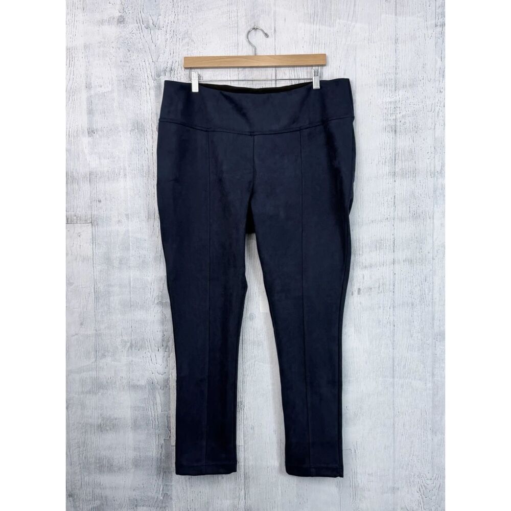 Andrew Marc -Faux Suede Pointe Leggings Blue Soft Athleisure Pants Womens XXL